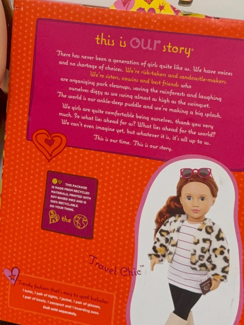 Our Generation Girl Doll with Outfit Set with Leopard Coat, Tan Boots & Pink